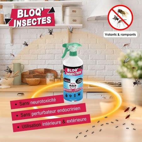 Répulsif spray BLOQ INSECTES 1L Anti insectes volants et rampants