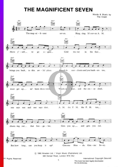 The Magnificent Seven The Clash Piano Sheet Music Oktav