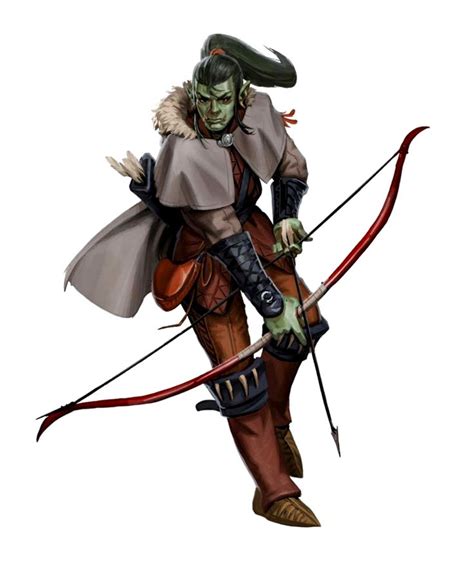 Male Half Orc Ranger Archer Graytusk Pathfinder 2E PFRPG DND D D 3