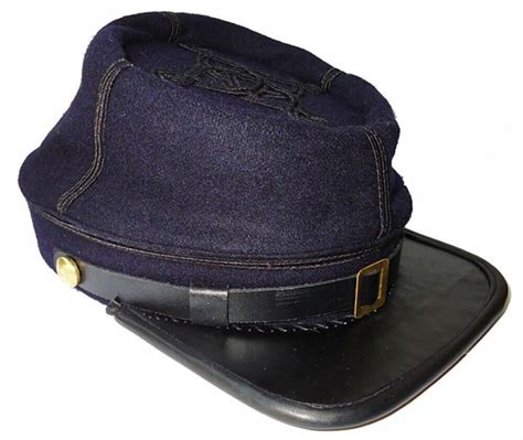 Civil War Union Officer S Infantry Leather Peak Kepi Navy Blue With