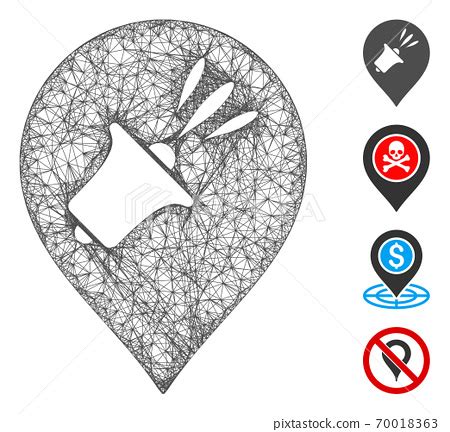 Megaphone Map Marker Web Vector Mesh Illustration Stock Illustration