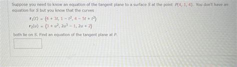 Solved Suppose You Need To Know An Equation Of The Tangent Chegg