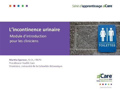 Lincontinence Urinaire Module Dintroduction Pour Les Cliniciens Martha