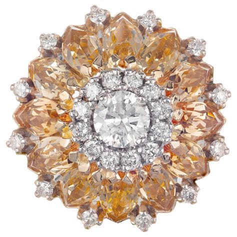 Natural Orange Precious Topaz Diamond Gold Ring At Stdibs