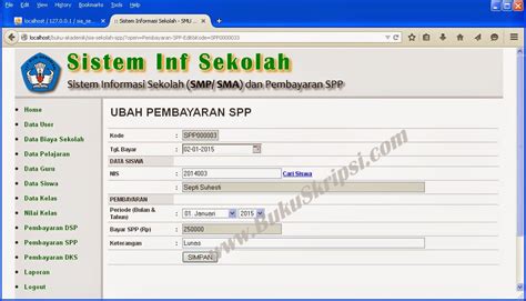 Program Skripsi Sistem Informasi Pembayaran Spp Sekolah Berbasis Web Dengan Php Dan Mysql