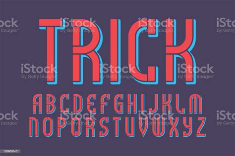 Trick Letters Typeface Twocolor Stencil Font Isolated English Alphabet