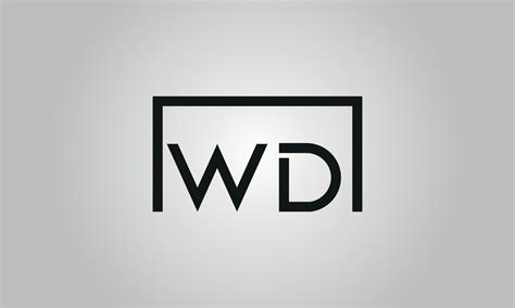 Letter Wd Logo Design Wd Logo With Square Shape In Black Colors Vector