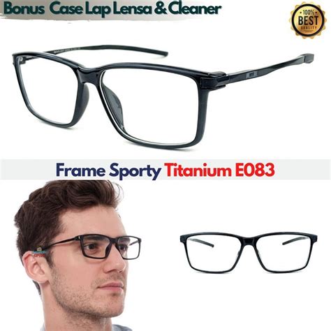 Jual Frame Kacamata Pria Sporty Titanium E Lensa Normal Minus Baca