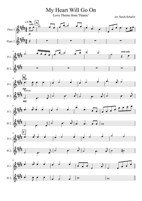 Theme From Titanic Flute Duet Sheet Music For French Horn Trombone Tuba Download Free In Pdf