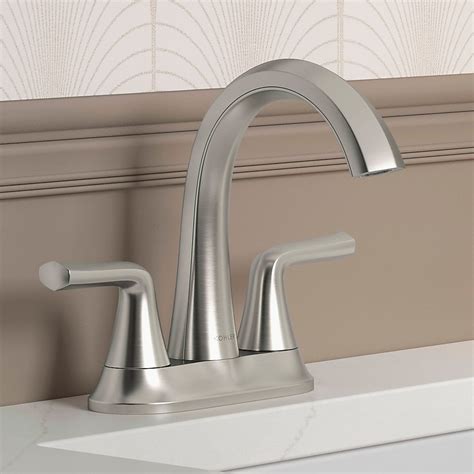 Kohler Desette Brushed Nickel 4 In Centerset 2 Handle Watersense Bathroom Sink Faucet With Drain