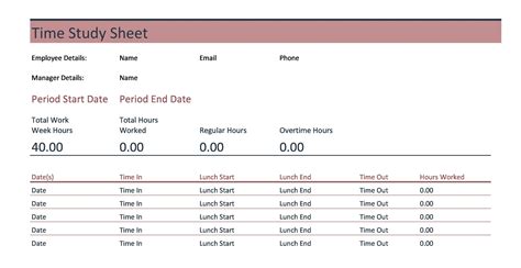 40 Useful Time Study Templates Excel Word Templatelab