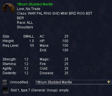 Yttrium Studded Mantle Items EverQuest ZAM