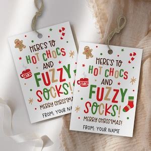 Christmas Hot Chocolate Gift Tag Printables Christmas Gift Tag Hot Chocs And Fuzzy Socks