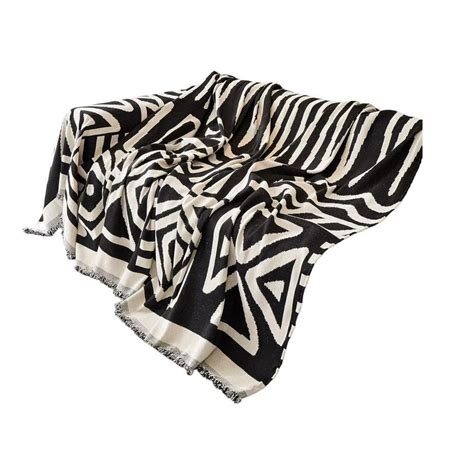 Afoxsos Black And White Boho Couch Cover Thick Chenille Slipcover With