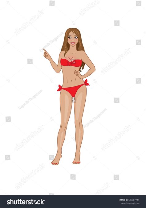 Vector Sexy Brownhaired Girl Red Bikini Stock Vector Royalty Free Shutterstock