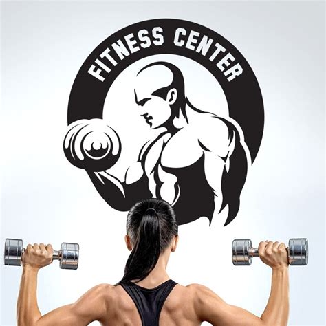 Fitness kulübü çıkartma dambıl vücut geliştirme posterleri vinil duvar