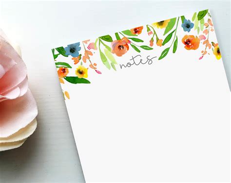 Floral Notepad Simple Lined Or Unlined Notepads Teacher Or Etsy