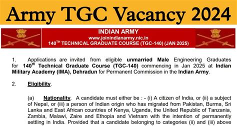 Indian Army Tgc Recruitment 2024 आर्मी टीजीसी 140 भर्ती 2024 नोटिफिकेशन जारी आवेदन शुरू Rp Result