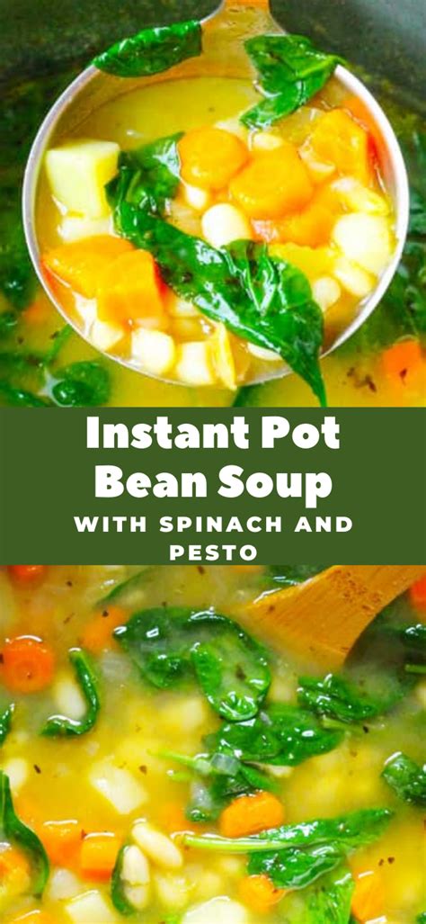 Instant Pot Bean Soup With Spinach And Pesto Eating European Recipe