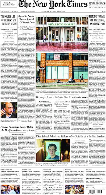 The New York Times In Print For Monday May 1 2023 The New York Times