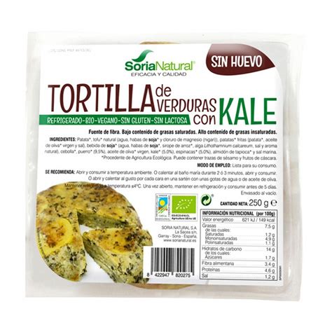 Tortilla Vegana De Verduras Con Kale 250gr Soria Natural