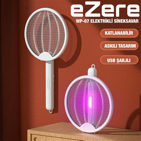 More TR EZERE USB Şarjlı Katlanabilir UV Işıklı Sivrisinek Kovucu Raket