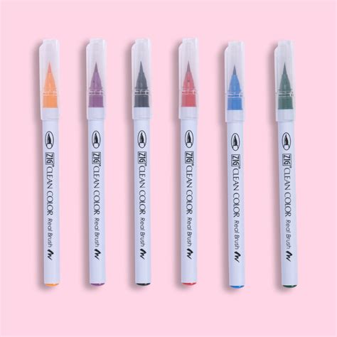 Kuretake Zig Clean Color Real Brush Pen 6 Color Set Stationery Pal