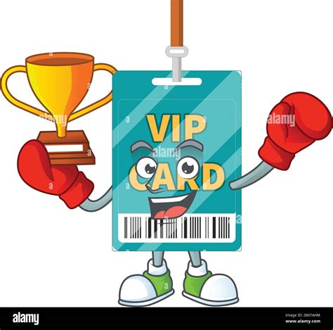 Proudly Face Of Boxing Winner Vip Pass Card Cartoon Character Design Stock Vector Image And Art