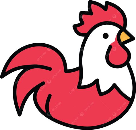 Kartun Ayam Merah Putih Vektor Ayam Jantan Ayam Satwa Png Dan Vektor Dengan Background