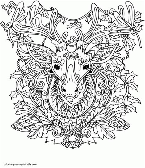 Reindeer Adult Coloring Christmas Pages Coloring Pages Printable