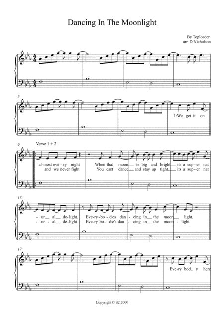 Dancin In The Moonlight Arr Daniel Nicholson By King Harvest Sheet