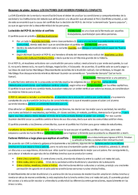 LOS Factores QUE Hicieron Posible EL Conflicto Globalizacion Resumen