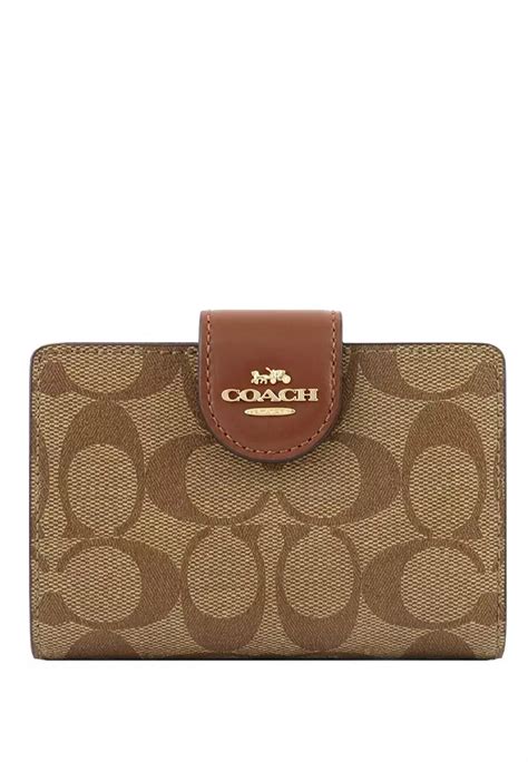 Coach Coach Medium Corner Zip Wallet In Signature Canvas Brown 2024