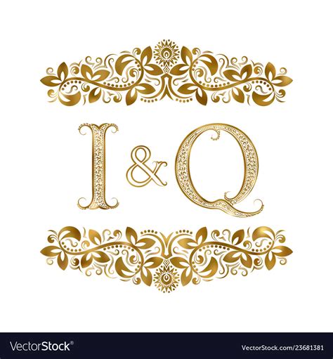 I And Q Vintage Initials Logo Symbol The Letters Vector Image