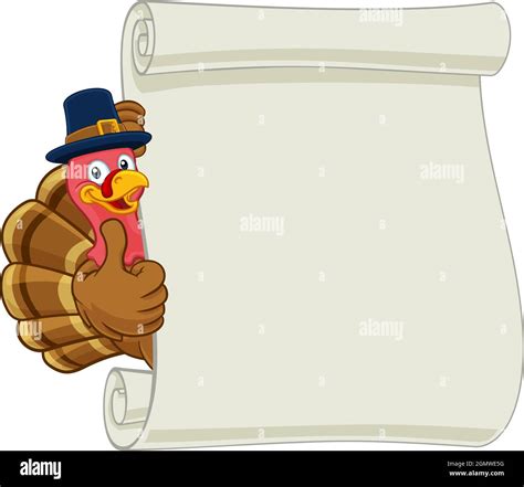 Turkey Pilgrim Hat Thanksgiving Cartoon Scroll Stock Vector Image And Art Alamy