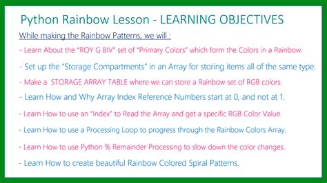 Python Turtle Graphics – Rainbow Color Patterns – Passy World of ICT