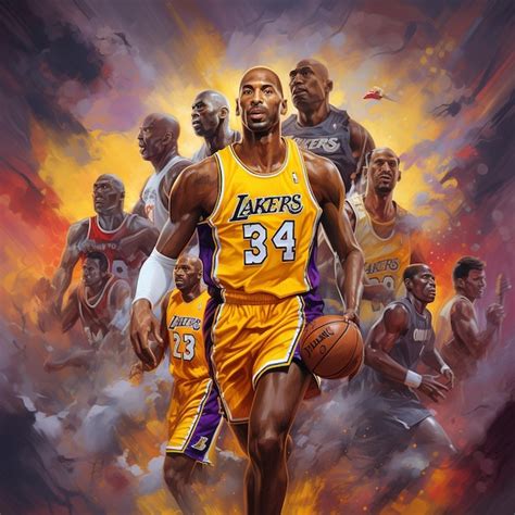 Premium Ai Image Illustration Of Kobe Bryant Michael Jordan Kareem