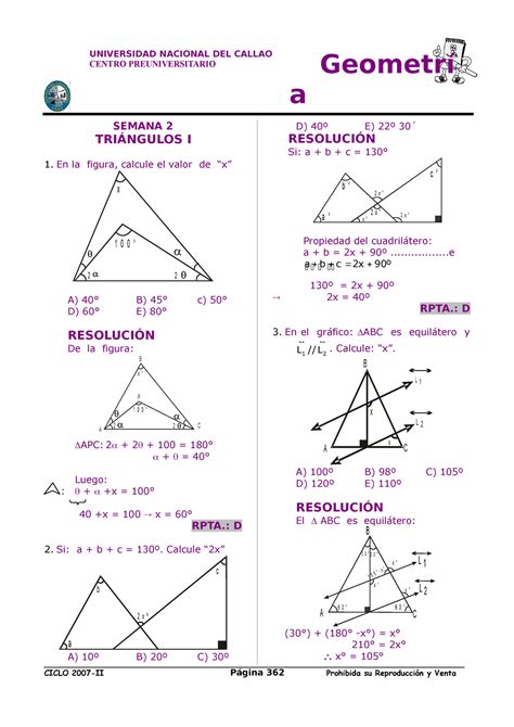 Semana Cs Solucionario Centro Preuniversitario Geometr A