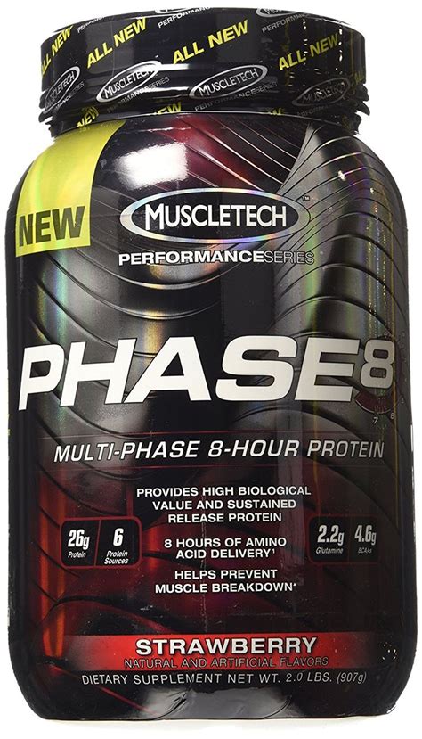 Muscletech Phase8 Multi Phase 8 Hour Protein 2lbs 907g Strawberry