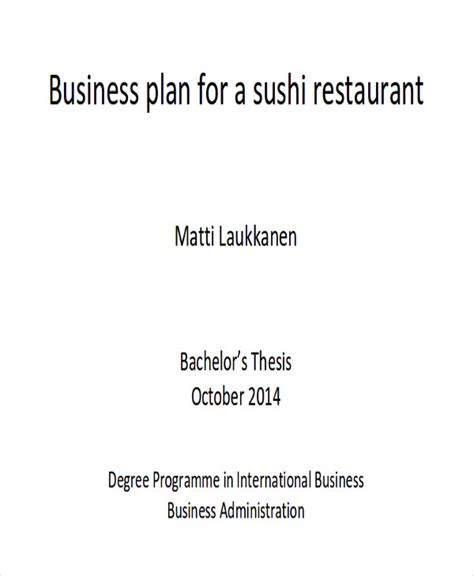 FREE 20+ Sample Restaurant Business Plan Templates in MS Word | PDF ...