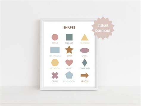 Geometric Shapes Chart Printable Preschool Educational Poster Instant ...