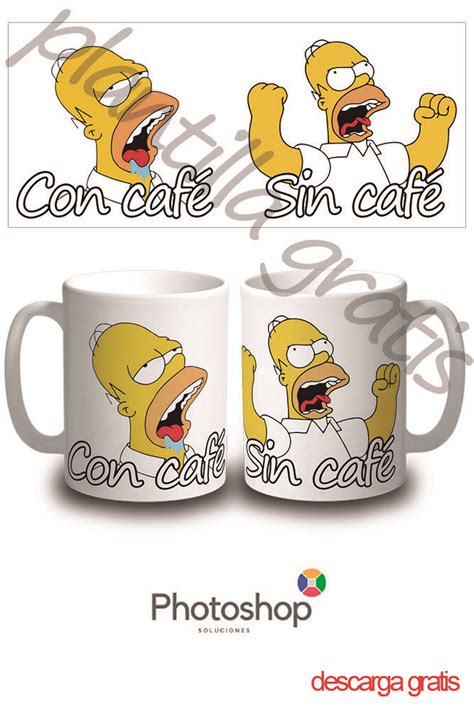 Plantilla Taza Homero Con Caf Sin Caf Taza Tazas Sublimadas Tazas