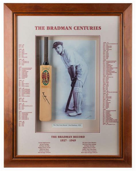 "The Bradman Centuries" Display - Sporting - Cricket - Memorabilia