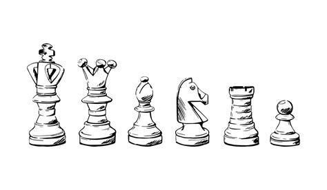 Set Of Chess Pieces Sketch 6 Hand Drawn Black Chess Game Vector