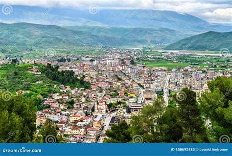 Top View From The Berat Castle To To Gorica Quarter Gorica Bridge And