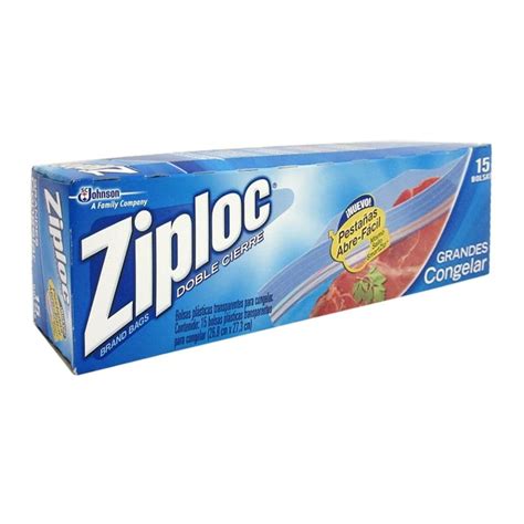 Bolsas plásticas Ziploc doble cierre grandes para congelar 15 pzas