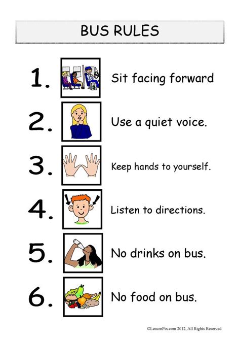 Bus Rules School Bus Safety School Bus Driving Bus Safety