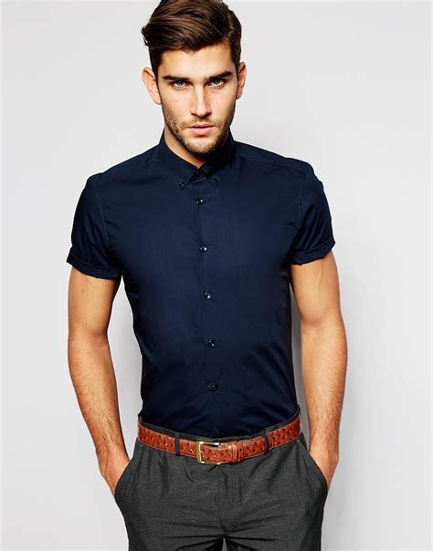 Lyst Asos Smart Shirt In Pure Cotton With Short Sleeves And Button