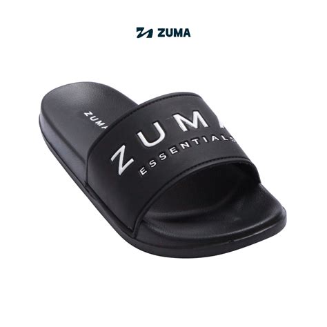 Jual Zuma Men Slide Basic Black Sandal Slop Pria Karet Slip On