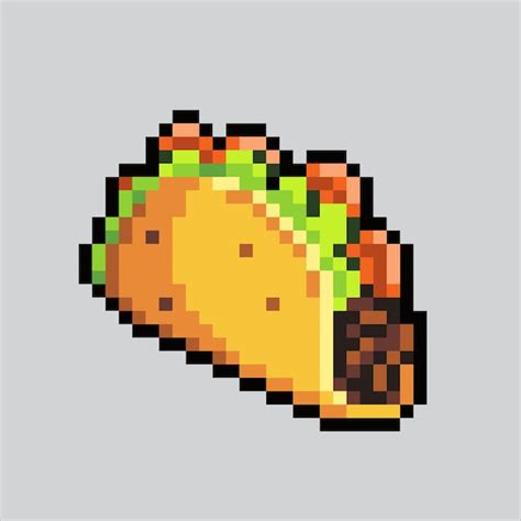 Ilustración de pixel art taco pixelated taco icono de comida de taco